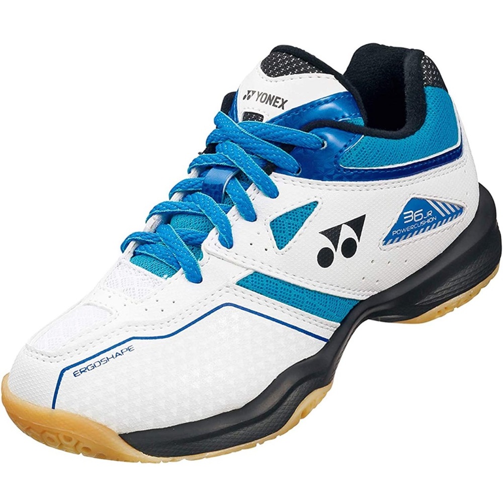 (Brand new) YONEX Power Cushion 36 Junior Indoor Shoe (White/Sky Blue) Size 2
